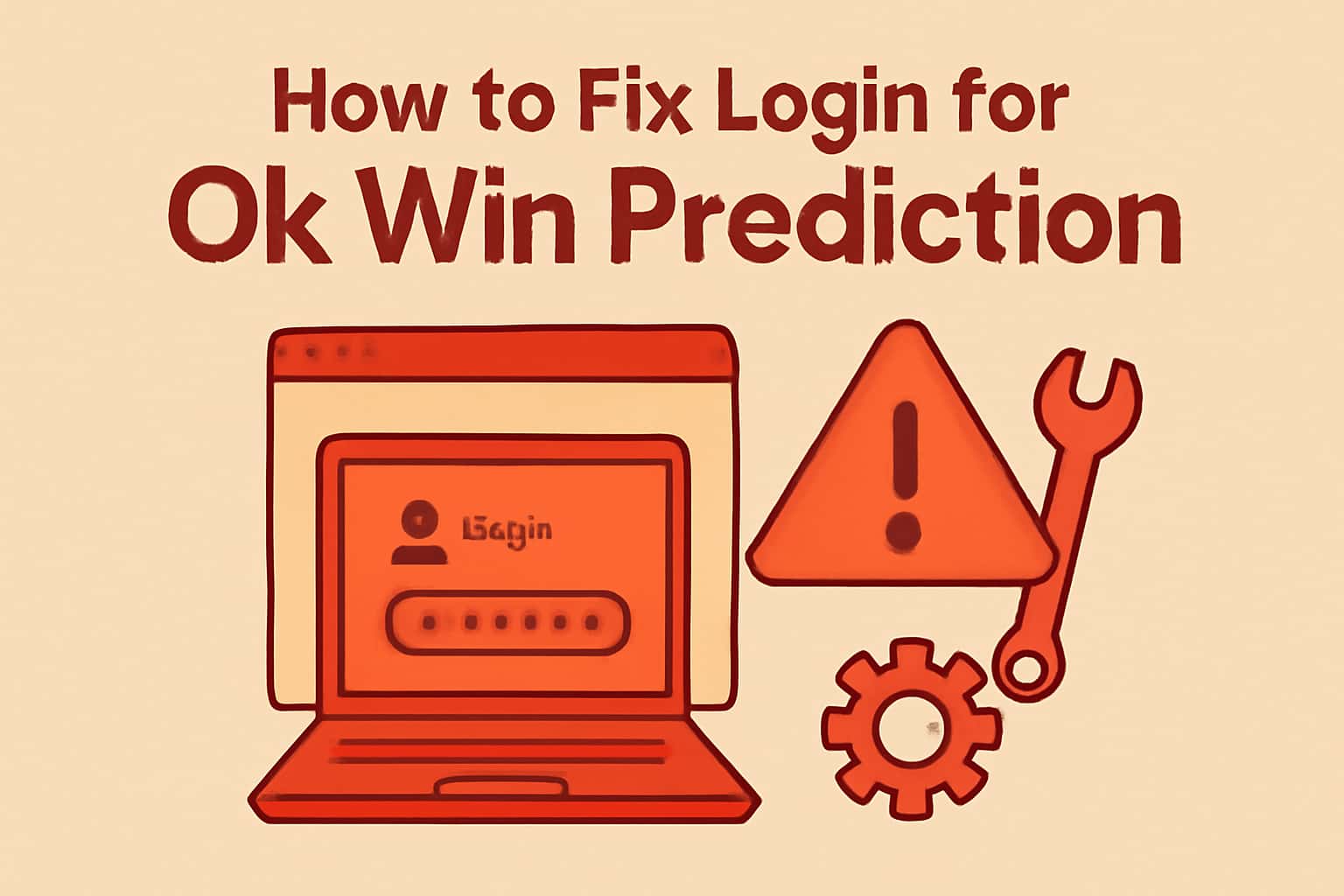 An informative scene depicting the process of fixing login issues for the Ok Win Prediction app.