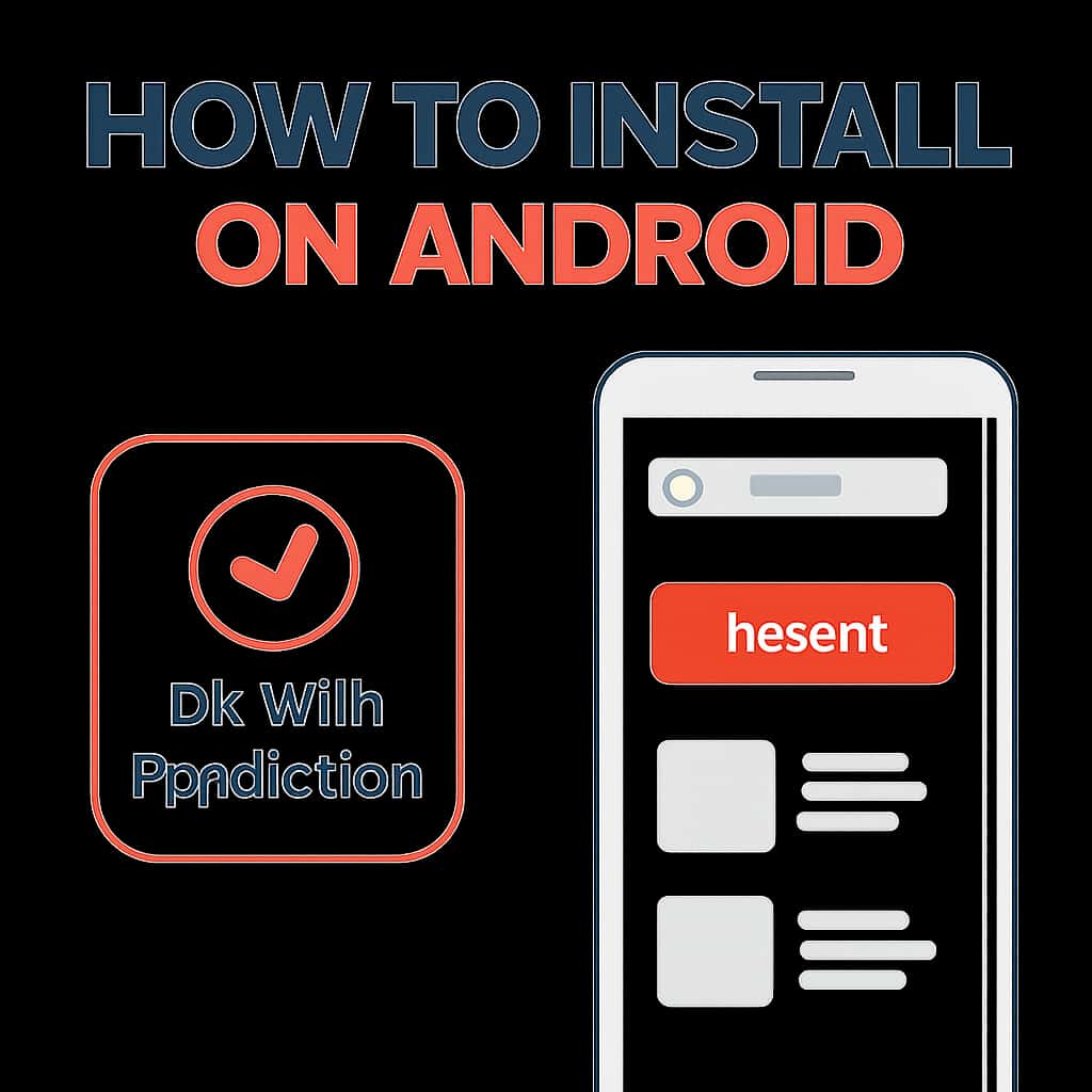 Illustration detailing the installation steps for Ok Win Prediction on Android.