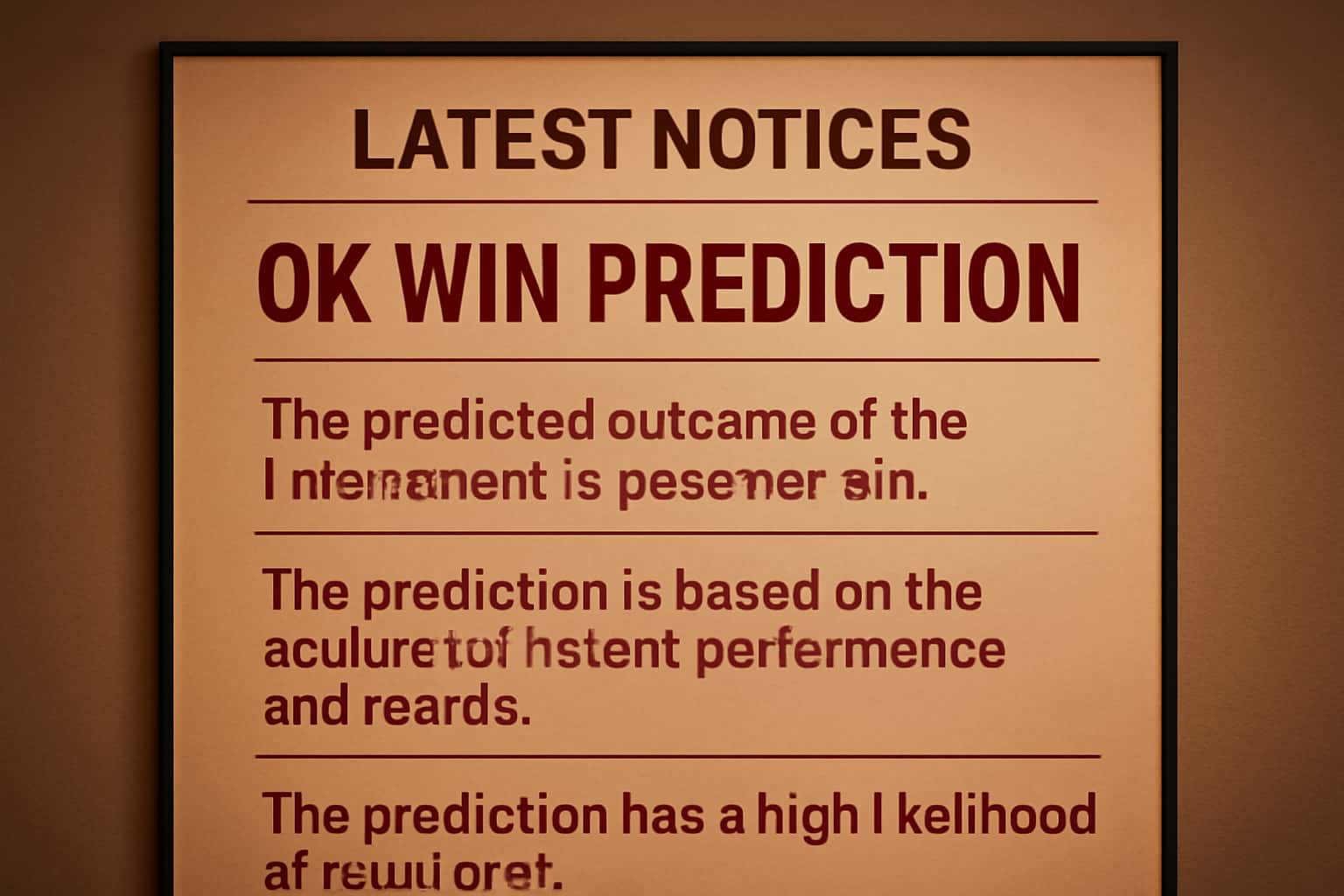 An informational graphic representing the Latest Ok Win Prediction Notices, emphasizing on clarity and professionalism.