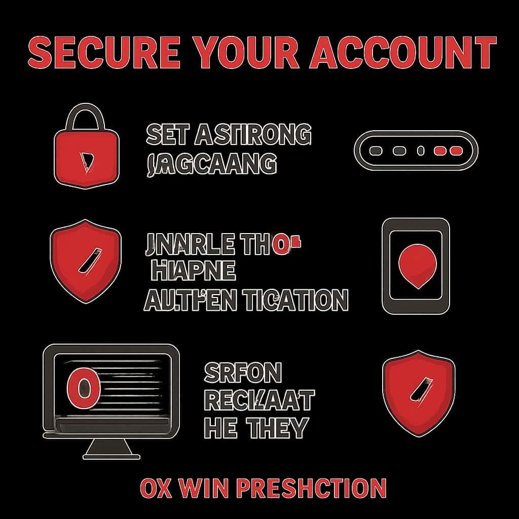Diagram explaining steps to secure your Ok Win Prediction account.
