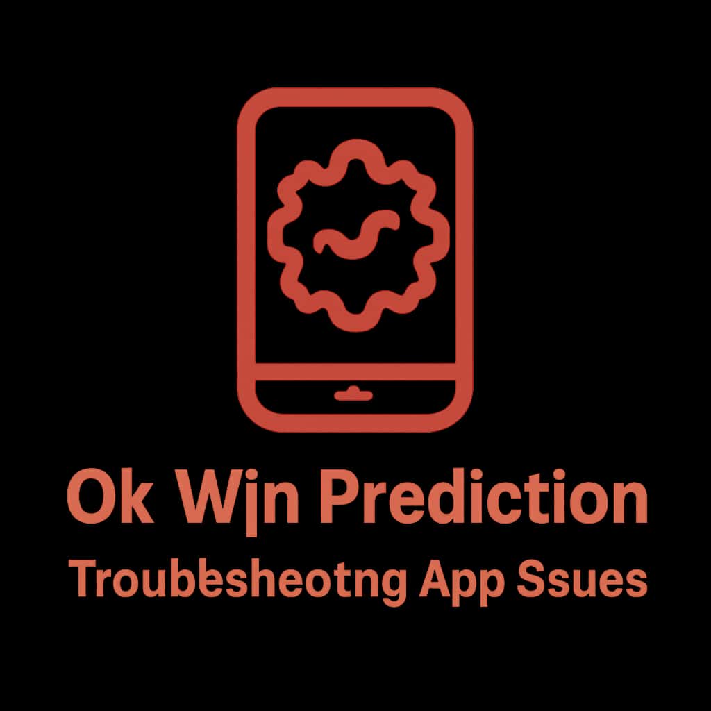 An icon representing troubleshooting for the Ok Win Prediction app, featuring the relevant text in a professional manner.